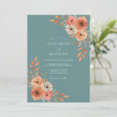 Invitation Mariage Poppy Slate Sarcelle (Debout devant)