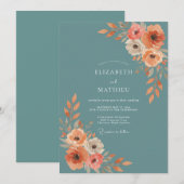 Invitation Mariage Poppy Slate Sarcelle (Devant / Derrière)