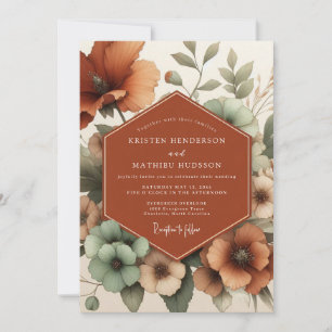 Invitation Mariage Poppy Terracotta à l'aspect peintre