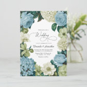 Invitation Mariage Porcelaine Bleu, Sauge Douce & Ivoire (Debout devant)