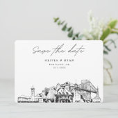 Invitation Mariage Portland Skyline Esquisse Enregistrer la d (Debout devant)