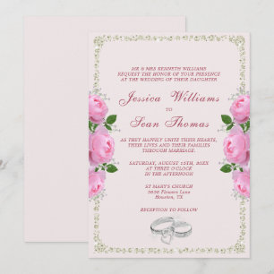 Invitation Mariage Posh Fragmenté Anneaux Diamants & Roses Ro