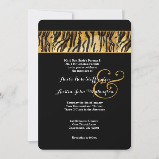 Invitation Mariage Poster de animal TIGER V02 (Devant)
