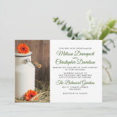 Invitation Mariage Pot à Lait Blanc Rustique avec Fleurs (Debout devant)