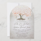 Invitation Mariage Pot Mason Rose Peach Coeur Feuille Arbre (Devant)