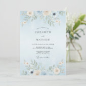 Invitation Mariage Poudre Azur Feuillu (Debout devant)