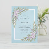 Invitation Mariage Poudre d'Améthyste Feuillu (Debout devant)