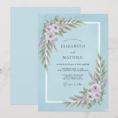 Invitation Mariage Poudre d'Améthyste Feuillu (Devant / Derrière)