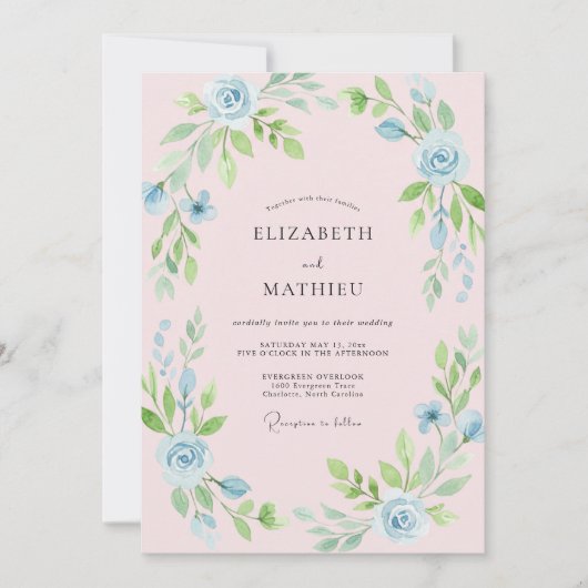 Invitation Mariage Poudre de Rose Blossom (Devant)