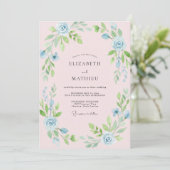 Invitation Mariage Poudre de Rose Blossom (Debout devant)