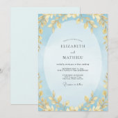 Invitation Mariage Poudre Doré Feuillu (Devant / Derrière)
