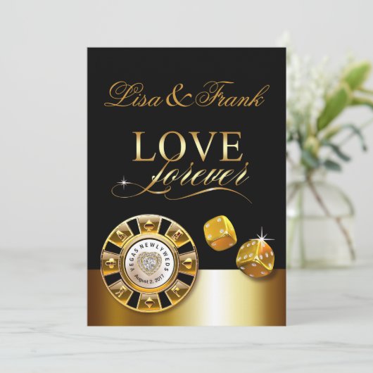 Invitation Mariage pour toujours Las Vegas | or noir (Debout devant)