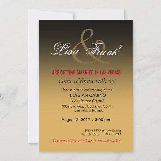 Invitation Mariage pour toujours Las Vegas | or noir (Dos)