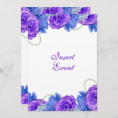 Invitation Mariage pourpre d'anniversaire de rose de bleu (Devant / Derrière)
