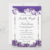 Invitation Mariage pourpre de conception florale de prune (Devant)