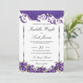 Invitation Mariage pourpre de conception florale de prune (Debout devant)