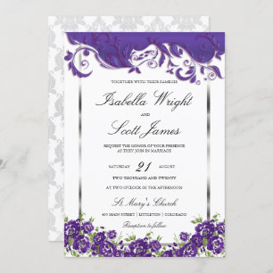 Invitation Mariage pourpre de conception florale de prune