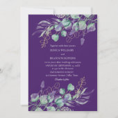 Invitation Mariage pourpre de lavande d'Eucalyptus botanique (Devant)