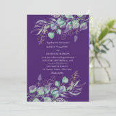 Invitation Mariage pourpre de lavande d'Eucalyptus botanique (Debout devant)