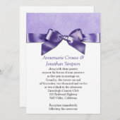 Invitation Mariage pourpre de ruban de satin (Devant / Derrière)