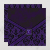 Invitation Mariage pourpre et noir de dentelle de Goth (Devant / Derrière)