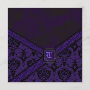 Invitation Mariage pourpre et noir de dentelle de Goth
