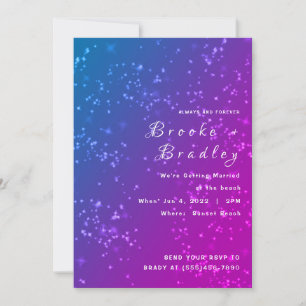 Invitation Mariage Poussière d'Étoiles Bleu Rose