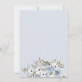 Invitation Mariage poussiéreux bleu floral neige glace douche (Dos)