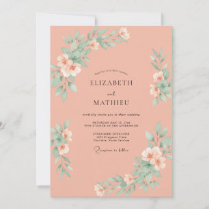 Invitation Mariage Poussiéreux Eucalyptus Abricot