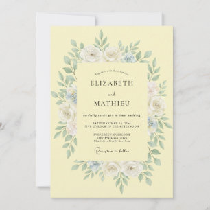 Invitation Mariage Poussiéreux Eucalyptus Jaune Pâle