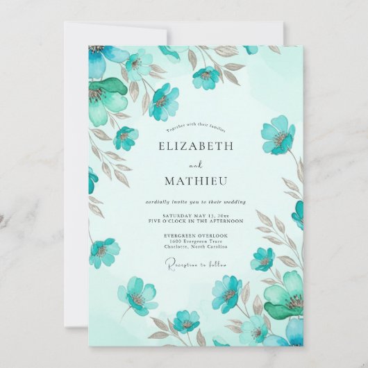 Invitation Mariage Prairie Brise de Teal (Devant)