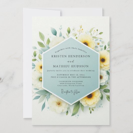 Invitation Mariage Prairie de Canari Sage (Devant)