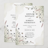 Invitation Mariage Prairie de Fleurs Sauvages Patrimoine (Devant / Derrière)