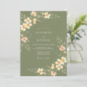 Invitation Mariage Prairie de Flore de Pêche Vert Sauge (Debout devant)