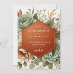 Invitation Mariage Prairie de Sauge en Terracotta