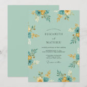 Invitation Mariage Prairie Dorée Sarcelle (Devant / Derrière)