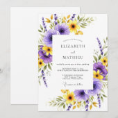 Invitation Mariage Prairie Ensoleillée Violette (Devant / Derrière)