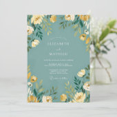 Invitation Mariage Prairie Fleur Teal (Debout devant)