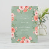 Invitation Mariage Prairie Fleurie de Corail (Debout devant)