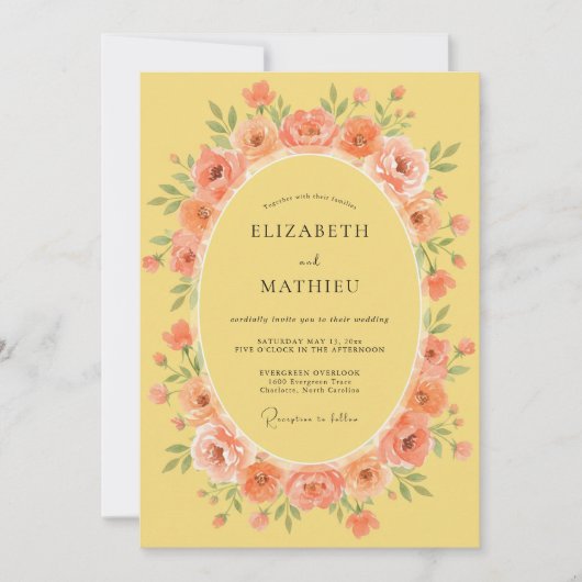 Invitation Mariage Prairie Fleurie de Pêcher (Devant)