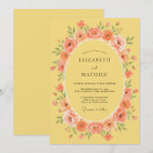 Invitation Mariage Prairie Fleurie de Pêcher (Devant / Derrière)