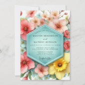 Invitation Mariage Prairie Florale Corail (Devant)