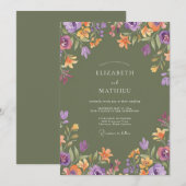 Invitation Mariage Prairie Lugubre Vert Olive (Devant / Derrière)
