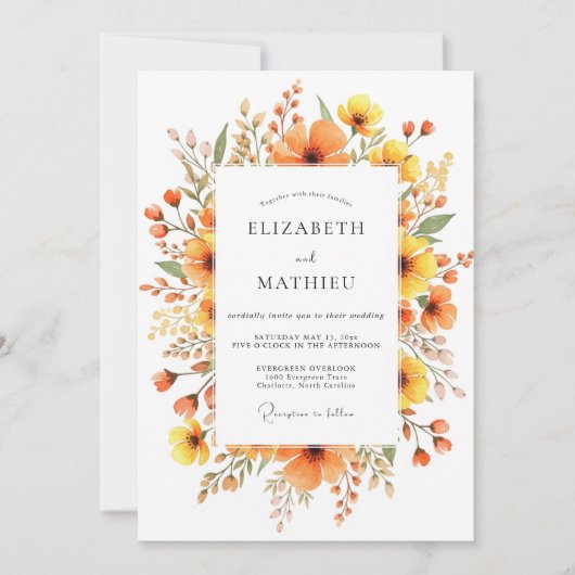 Invitation Mariage Prairie Radieuse Ambre (Devant)
