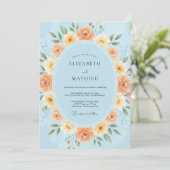 Invitation Mariage Prairie Radieuse Bleu Clair (Debout devant)