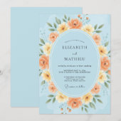 Invitation Mariage Prairie Radieuse Bleu Clair (Devant / Derrière)