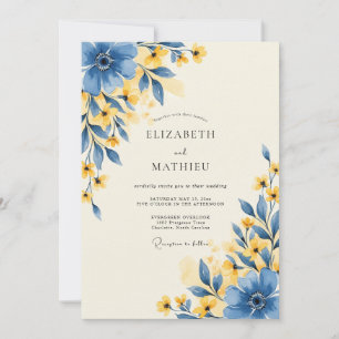 Invitation Mariage Prairie Rafraîchissante Jaune Lavande