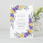 Invitation Mariage Prairie Vibrante Jaune Violet (Debout devant)