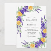 Invitation Mariage Prairie Vibrante Jaune Violet (Devant / Derrière)