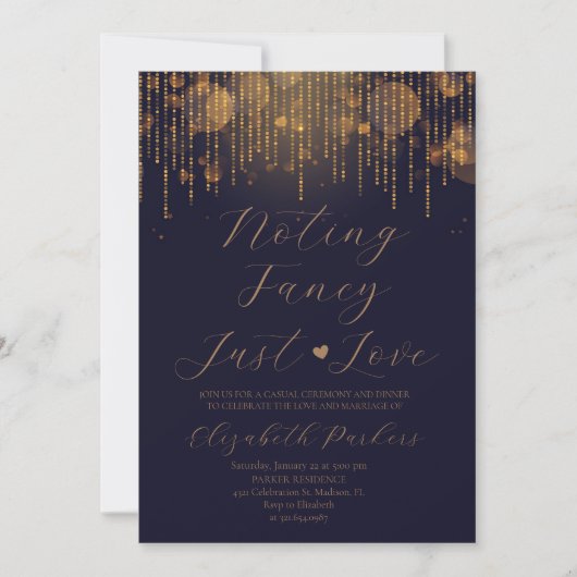 Invitation Mariage précipité Navy Blue Nothing Fancy Just Lov (Devant)